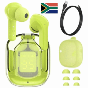 Waterproof Wireless Earbuds with LED Power Display – Noise Reduction, Touch Control, Fast Charging, HD Stereo Sound – Android & iPhone Compatible (Lime Green)