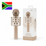 Wireless Bluetooth Karaoke Microphone – Portable Speaker, Echo Control, LED Sound Effects, Rechargeable – For Kids & Adults (Gold)